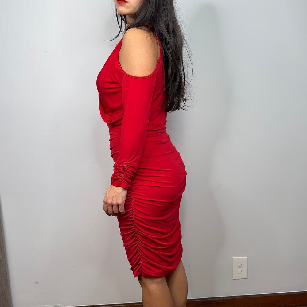Boston Proper Red Cold Shoulder Sheath Dress - image 3